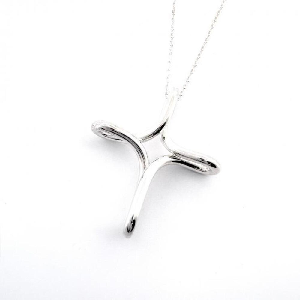 Tiffany & Co. SV925 Infinity Cross Elsa Peretti Necklace, Silver.